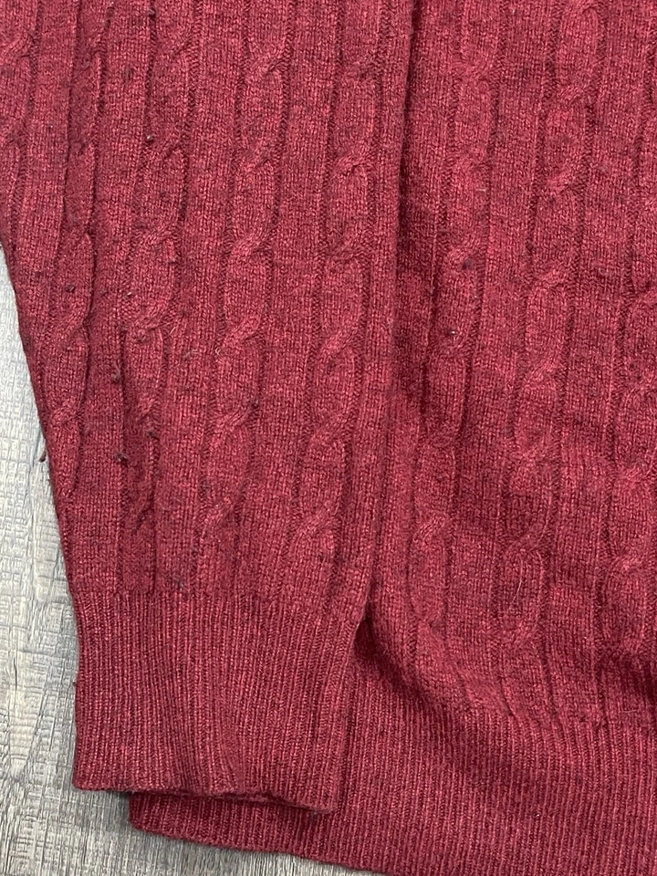 Allen Solly 100% Cashmere Sweater Cable Knit Brick Red Christmas Preppy Men’s XL - Image 3 of 4