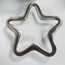 Annieglass Art Glass Platinum Silver Crackle Rim STAR plate dish signed 10.5"