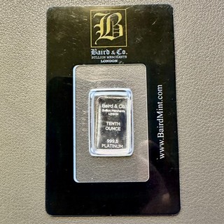 Baird & Co London Platinum Bar 1/10 oz .9995 Fine Bullion In Assay