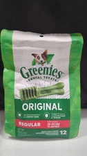 GREENIES Original Regular Natural Dental Care Dog Treats, 12 oz. Pack -12 Treats