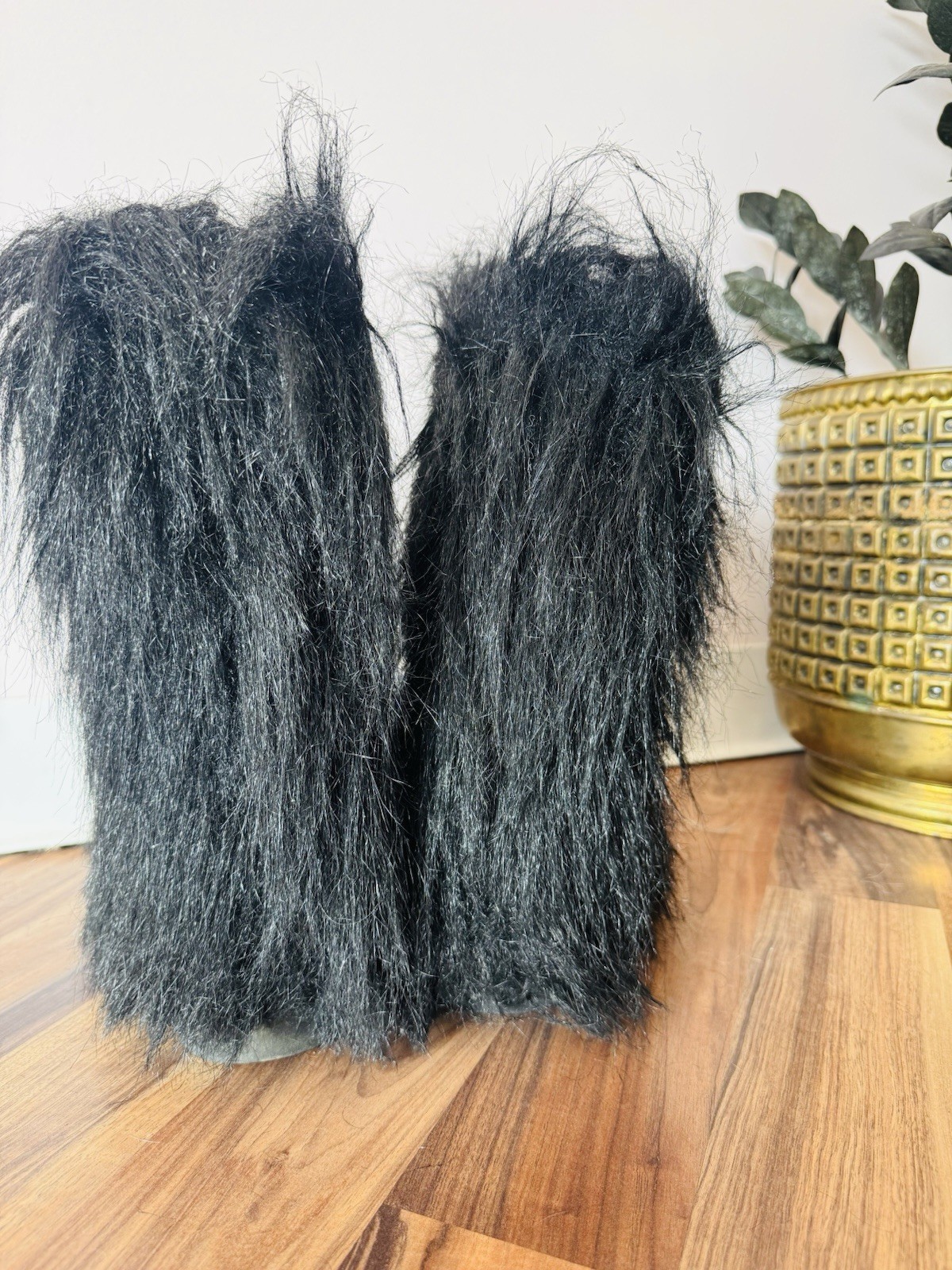 Vintage Donald J Pliner Yeti Faux Furry Boots Apres Ski Black Sz 8 Womens image 9