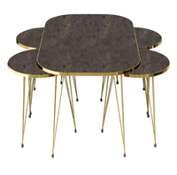 Eleganter Brauner Couchtisch Mit Vier Beistelltischen Aus Holz