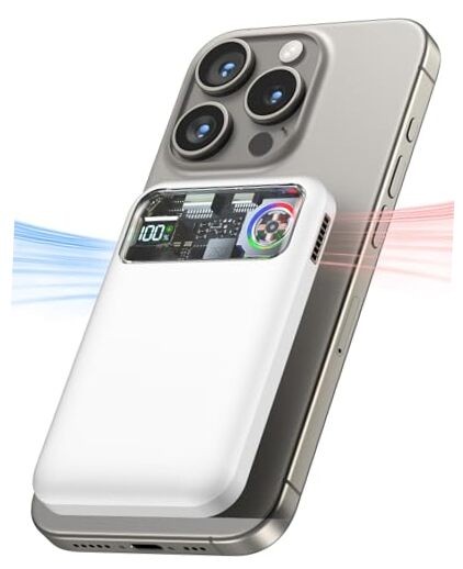 11000mAh White Magnetic Wireless Power Bank - Portable Charger with Strong Magnet