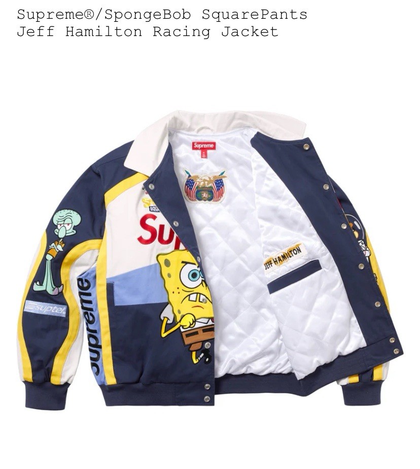 SUPREME SPONGEBOB SQUAREPANTS JEFF HAMILTON RACING JACKET MEDIUM