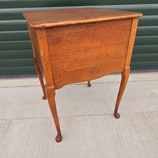 Antique Raised Side Table Sewing Craft Box with Drawer on Cabriole Legs