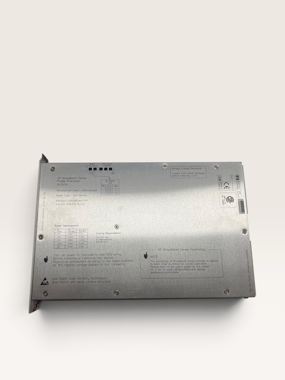 HP Agilent E4207A Broadband Series V-Interface Frame Processor VXI Module