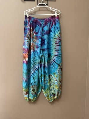 Kathmandu Imports Pants Womens Size Multicolor Tie Dye Boho Harem Rayon