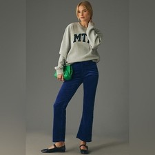 Anthropologie  Pilcro The Yaya Mid-Rise Corduroy Crop Flare Jeans Blue 29