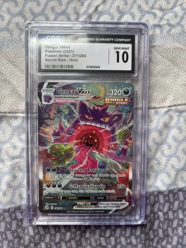 Gengar VMAX Alternate Art Secret 271/264 Swsh08: Fusion Strike Holo Gem Mint 10