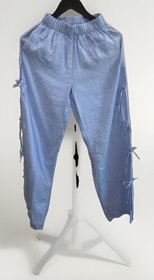 Bershka Women s Blue Parachute Pants Side Tie Wide Leg XS Y2K