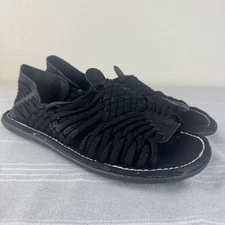 Unisex Roy’s Woven Huaraches Sandals Open Toe Nylon Leather Black Men’s 7