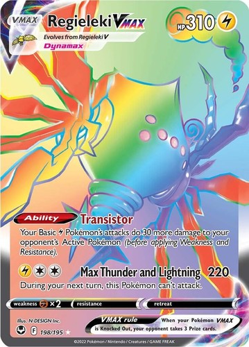 Holofoil Regieleki VMAX (Secret) - 198/195 - NM - SWSH12: Silver Tempest