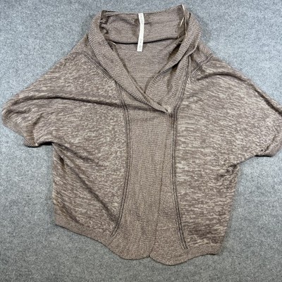 Lululemon Cardigan Sweater Womens XS/S Brown Short Sleeve Open Knit Dolman