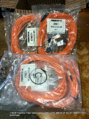 7 NEW Fibertron Fiber Optic Cables 478671 FPC MM 62 2F SC-ST 16MTR FREE SHIPPING