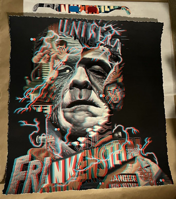 Tristan Eaton Frankenstein 3D Poster screenprint universal monsters w/3D Glasses