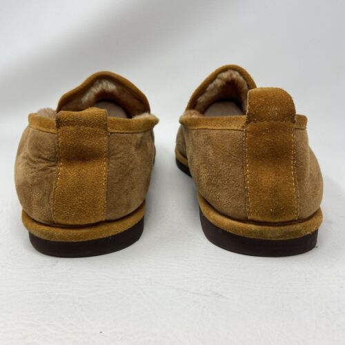 L.L.Bean Wicked Good Slip-Ons Fur Lined Slippers Men’s Size 12M Brown Leather - Picture 2 of 11