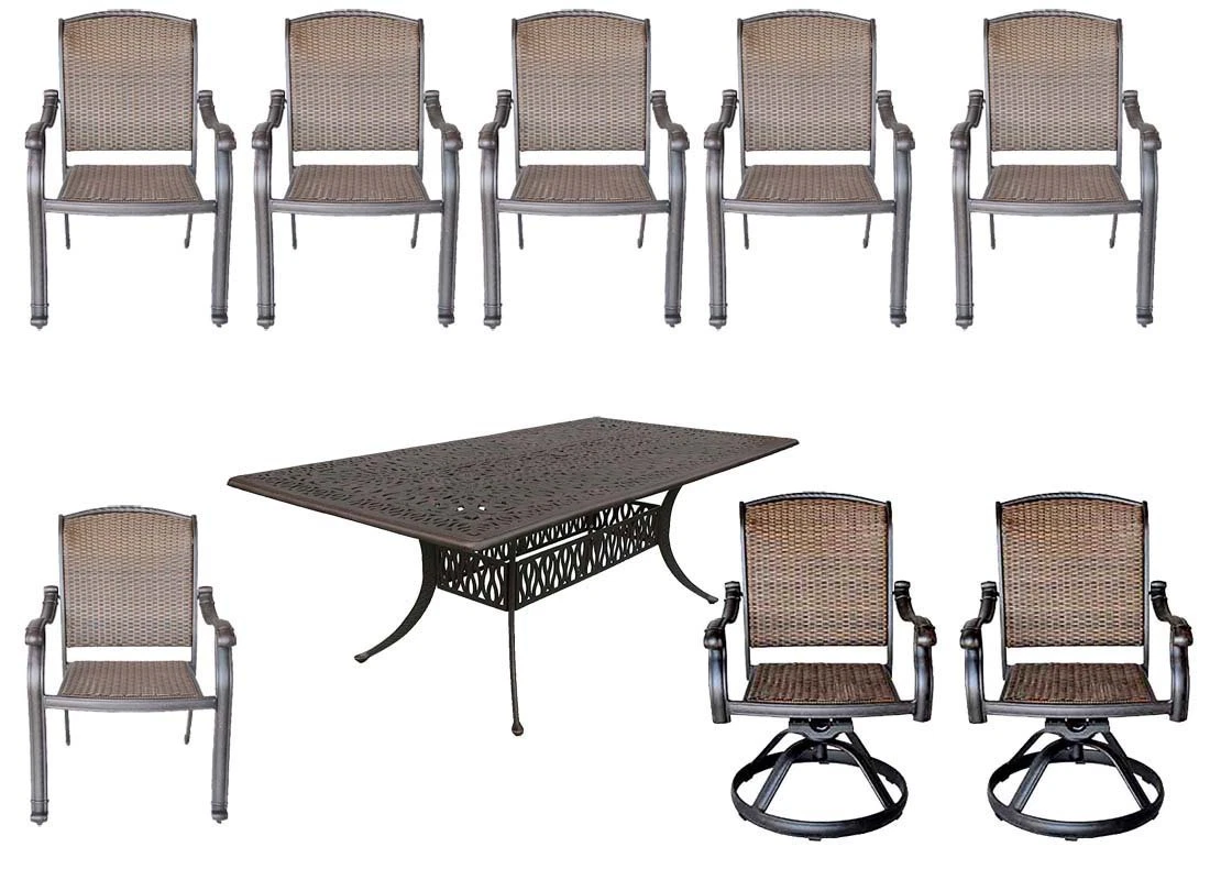 Cast aluminum patio furniture 9 piece deals