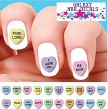 Waterslide Nail Decals - Set of 20 Valentines Day Candy Conversation Hearts