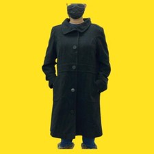 Bhs Single Button Up Wool Blend Cape Coat, Button Detail, Open Neck, Uk 18/eu 46