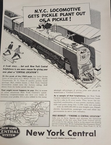 New York Central Train Picture Magazine Ad Railroad Original Vintage Decor    