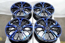 Kudo Racing Defuse 17x7 5x100 5x114.3 Black With Blue Oil Face Wheels Rims 4