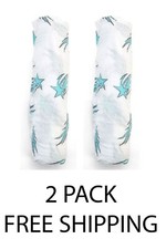 Baby Blankets Swaddle Muslin Blue Shooting Star Organic Cotton Bamboo 2 PACK