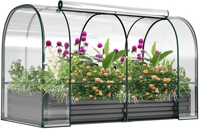 SUNYRISY PVC Greenhouse Cover with Raised Garden Bed 72.8''*37.4''*45'' Planter Box