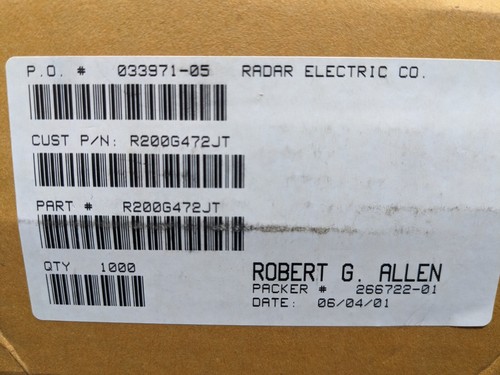 100x RG Resistenze a brugola radar elettrico R200G472JT pellicola carbonio aviazione vintage - Foto 5 di 12