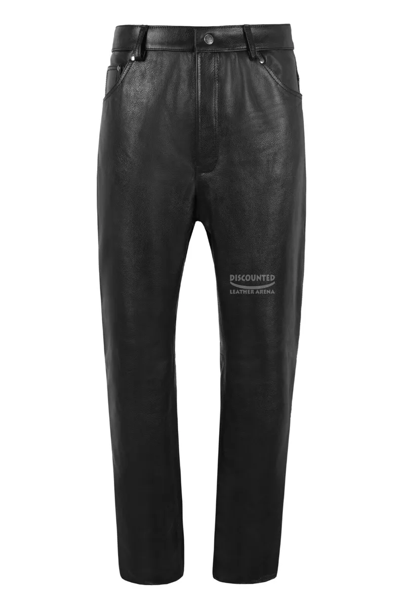 Men s Leather Pants Biker Trouser Black Jeans Biker Cowhide Leather Trouser 666