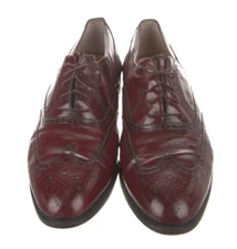 Salvatore FERRAGAMO Wine Burgundy Brogue Wingtip Oxfords Mens Dress Shoes 10E