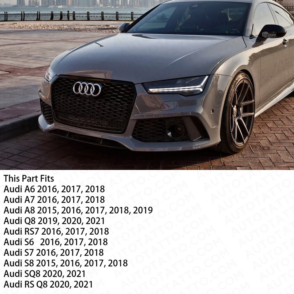 16-21 AUDI A6 A7 A8 S7 RS7 OEM Chrome Front Grille Rings Badge Sign Logo Emblem — 第 2/4 张图片