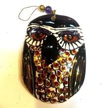 Mexican Pottery Ceramic Owl Hand Painted Talavera 5   tall Wire hanger