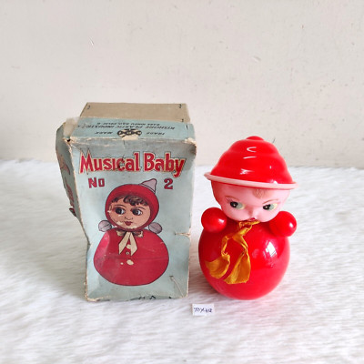 1940 Vintage Musical Baby Roly Polyester Puppe Bakelit Plastik Spielzeug TOY412