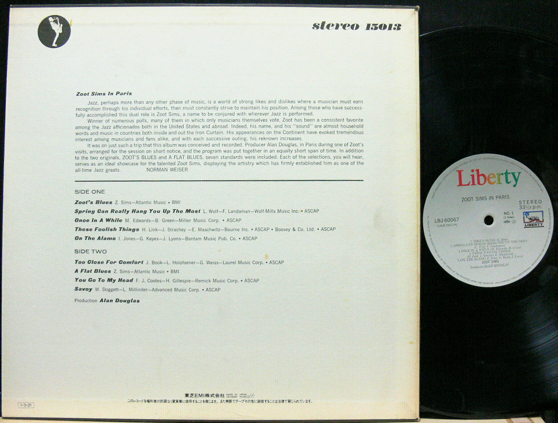 Zoot Sims - In Paris, 1985 Liberty LBJ-60067 Japan Vinyl + OBI Zoot Sims - In Paris, 1985 Liberty LBJ-60067 Japan Vinyl + OBI