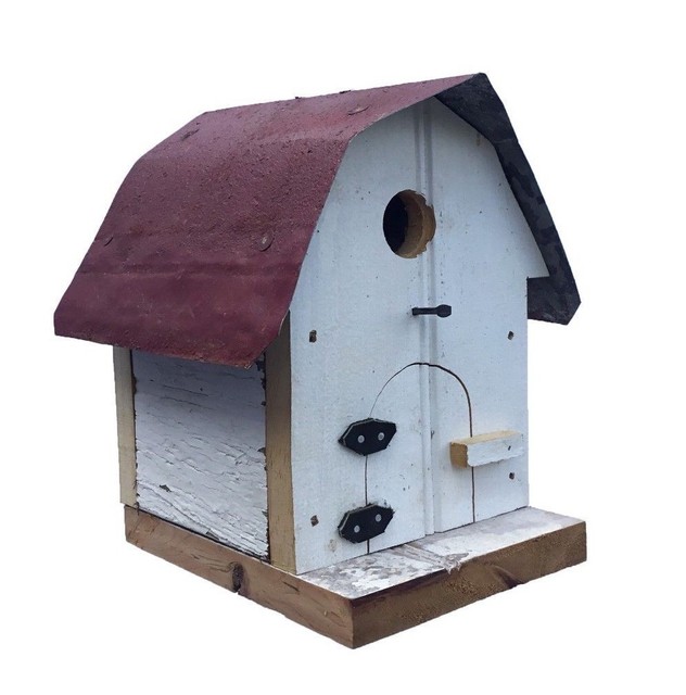 Hip Roof Barn Bird House With Wire Hanger Clean Out Made In Usa