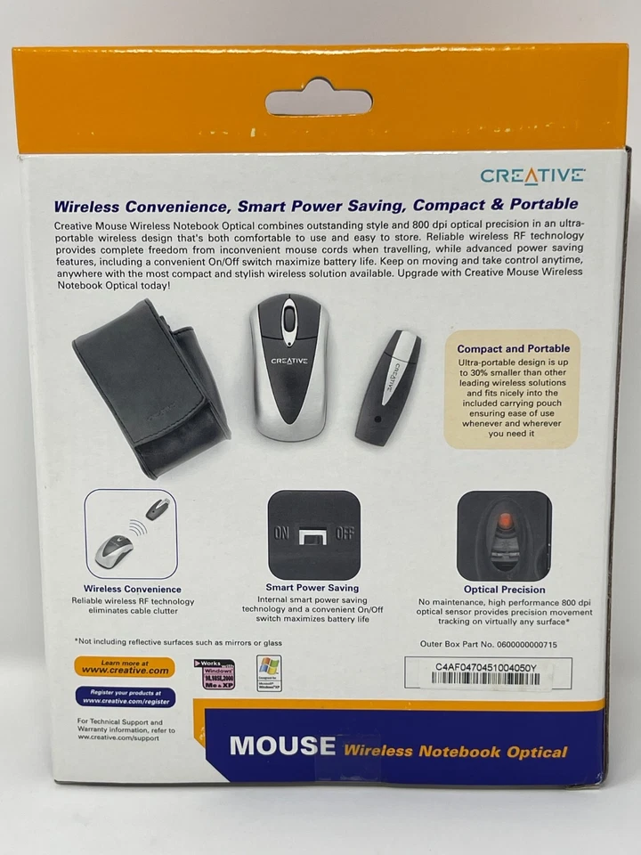 Creative Wireless Freedom Optical Precision Mouse NWU90S 800 dpi Laptop Desktop. - Image 3 of 4