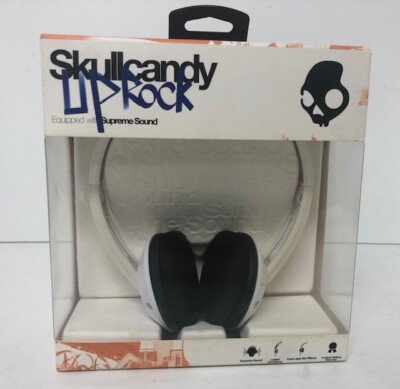 Discolored Skullcandy Uprock Supreme Sound On-Ear Headphone in White/Black - New