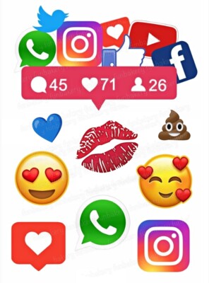 Social Media App Icon Cake Topper Party Deko essbar Geburtstag Aufsteller Emoji Teen