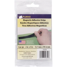 ProMag Magnet Strips W/Adhesive-.5"X4" 6/Pkg (Pack of 6)