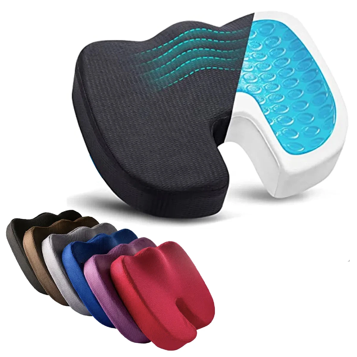 SUPPORT PLUS Gel Seat Cushion for Sciatica & Tailbone Pain Relief