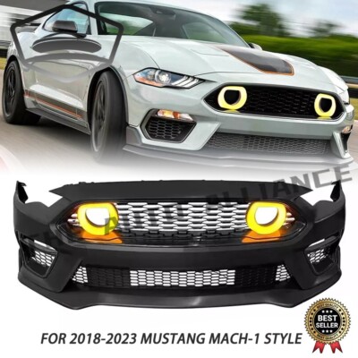 For 2018-2023 Mustang Mach-1 Style Front Bumper Conversion with Lip LED Grille