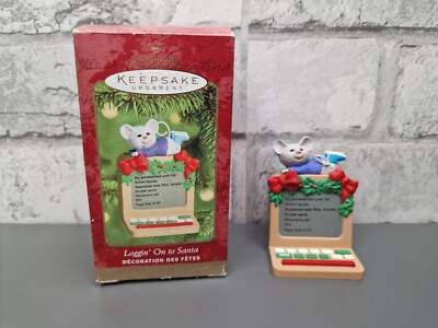 Hallmark Andenken Weihnachtsschmuck Maus am Computer Anmeldung am Weihnachtsmann 2000