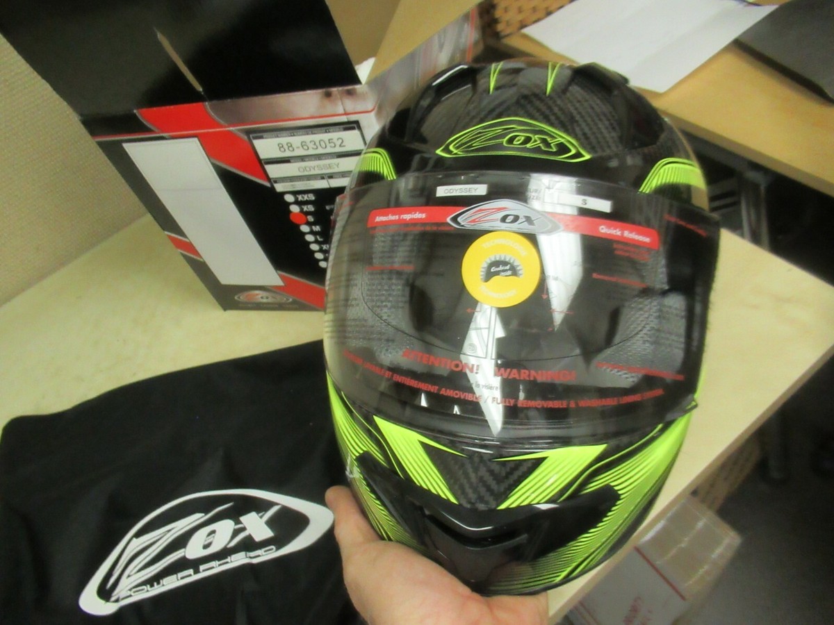 ZOX ODYSSEY FULLFACE MOTORCYCLE SCOOTER SLED MX HELMET REAL CARBON