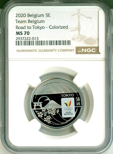 2020 Belgium 5E Team Belgium Road To Tokyo Colorized NGC MS70 NGC Pop = 1