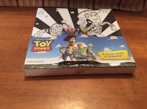 Disney Pixar Toy Story Canvas With 6 Crayons Buzz And Woody Square MIP | eBay