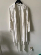 H by Halston Ladies Ivory Collared Long Sleeve Hi Low Hem Cardigan Duster 10