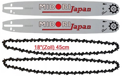 2x Führungsschiene Schwert 18'' Zoll + 2x Kette Sägekette von Midori Japan