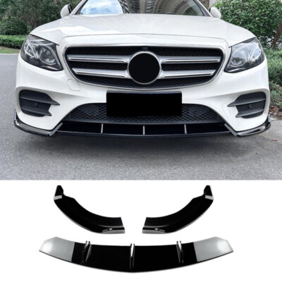 For Benz E-Class Sedan E300 Sport AMG E43 2017-2020 Black Front Bumper Spoiler
