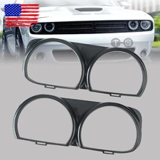LH & RH Front Headlight Bezel Lamp Cover Trim Set For 2015-2021 Dodge Challenger