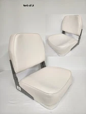2X Boat Seat Low Back Fold Down Marine Boating Bass Fishing Pontoon1003-AA WHITE